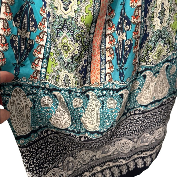 Moa Moa multicolored round neck cold shoulders & open 3/4 sleeves Womens size 2X - Picture 3 of 8